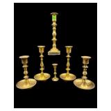6 PC LOT OF BRASS CANDLESTICKS