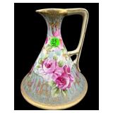 ANTIQUE HAND PAINTED NIPPON RED ROSES AND BLUE 7