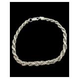 DESIGNER ITALY HEAVY STERLING SILVER ROPE BRACELET