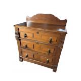 WALNUT VICTORIAN 3 DRAWER BACHELORS CHEST