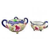 HAND PAINTED NIPPON COBALT AND GOLD SUGAR AND