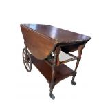 MAHOGANY LARGE MODEL DROP LEAF TEA CART