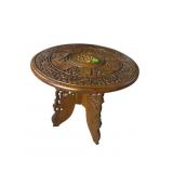 INLAID CARVED TEAK STAND