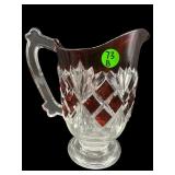 ANTIQUE RUBY STAIN SHEAF AND BLOCK PATTERN PITCHER
