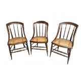 LOT OF 3 WALNUT VICTORIAN WOVEN CANE CHAIRS