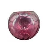 FENTON CRANBERRY SWIRL LARGE ROSE BOWL