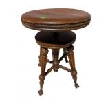 OAK BALL AND CLAW PIANO STOOL