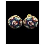 ANTIQUE MICRO MOSAIC SCREW BACK EARRINGS