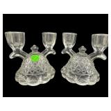 PR OF CRYSTAL DIAMOND POINT CANDLESTICKS