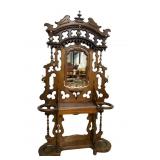 RARE MODEL WALNUT VICTORIAN MARBLE TOP HALL TREE