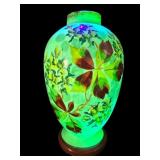 ANTIQUE VICTORIAN OPALINE URANIUM HAND PAINTED