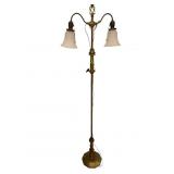 ORNATE GOLD DECORATED DOUBLE LIGHT FLOOR LAMP