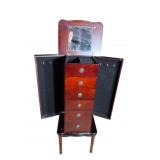 CHERRY FINISH TALL JEWELRY CASE