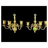 PR OF CAST BRASS CANDLE WALL SCONCES