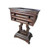 19TH CENT. FLAME MAHOGANY EMPIRE 2 DRAWER STAND
