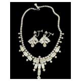 VINTAGE RHINESTONE NECKLACE EARRINGS SET