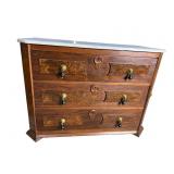 WALNUT VICTORIAN MARBLE TOP 3 DRAWER CHEST