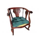 MAHOGANY LIONS HEAD BARREL BACK ROCKER