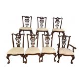 7 MAHOGANY MODERN CHIPPENDALE CHAIRS