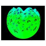 VICTORIAN HAND PAINTED URANIUM RUFFLED BOWL