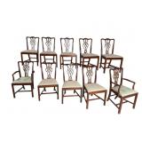 10 SOLID MAHOGANY CHIPPENDALE CHAIRS