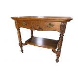 OAK 1 DRAWER BARLEY TWIST LIBRARY TABLE