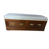 WALNUT VICTORIAN 2 DRAWER BENCH
