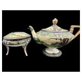 2 PC ANTIQUE HAND PAINTED NIPPON DARK WOODLAND