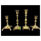 2 PR OF HEAVY BRASS CANDLESTICKS