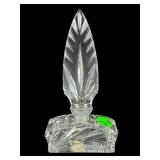 TALL ART DECO CZECH CUT GLASS PERFUME BOTTLE WITH