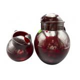 ANCHOR HOCKING ROYAL RUBY WATER JUG AND PITCHER