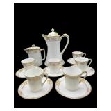 14 PCS HAND PAINTED NIPPON GOLD GILD ROSES COFFEE