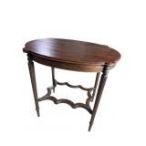 MAHOGANY OVAL COOKIE CORNER TABLE