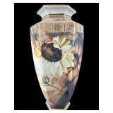 LARGE ANTIQUE HAND PAINTED NIPPON SUNFLOWER VASE