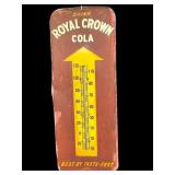 ANTIQUE ROYAL CROWN COLA METAL THERMOMETER WITH