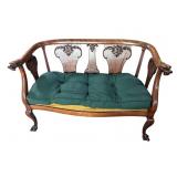 MAHOGANY LIONS HEAD SETTEE