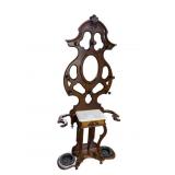 WALNUT VICTORIAN MARBLE TOP HALL TREE