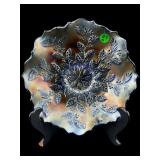 ANTIQUE FENTON BLUE CARNIVAL HOLLY AND BERRY