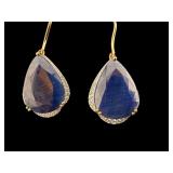 PR OF 14K BLUE SAPPHIRE & DIAMOND SHEPHERDS HOOK