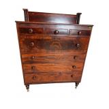 19TH CENTURY FLAME MAHOGANY EMPIRE TALL CHEST