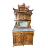 WALNUT VICTORIAN MARBLE TOP SIDEBOARD