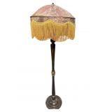 ORIENTAL DECORATED WOOD FLOOR LAMP WITH TASSEL