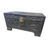HEAVY CARVED CAMPHOR WOOD TRUNK