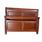 QUEEN SIZE SOLID CHERRY SLEIGH TYPE BED
