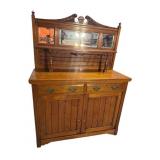 WALNUT 19TH CENTURY SIDEBOARD WITH MIRROR