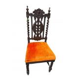 HEAVY CARVED BARLEY TWIST ANTIQUE CHAIR