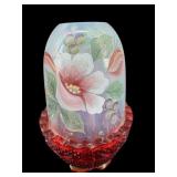 RARE FENTON HAND PAINTED CRANBERRY FAIRY LAMP