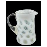 FENTON WHITE OPALESCENT COIN DOT CREAMER PITCHER
