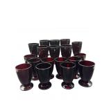 18 ANCHOR HOCKING ROYAL RUBY GLASS FOOTED TUMBLERS