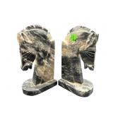 ALABASTER PR BLACK AND WHITE HORSE BOOKENDS